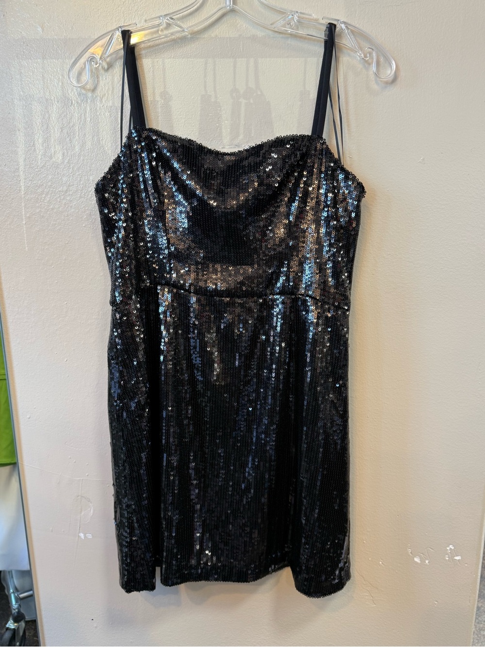 French Connection Black Sequin Sweetheart Bodycon Mini Dress Size 8 NWT